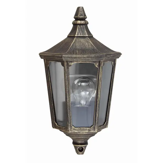 Външен аплик Cricklade 1xE27 Half Lantern Black Gold Garden Zone GZH-CKL7 | Osvetlenieto.bg