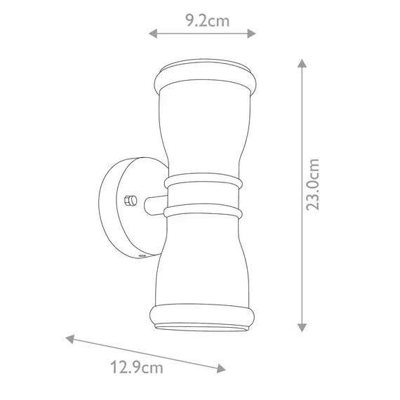 Външен аплик Malvern 2xGU10 Up & Down Lantern Black Garden Zone GZH-MALV | Osvetlenieto.bg
