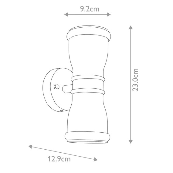 Външен аплик Malvern 2xGU10 Up & Down Lantern Black Garden Zone GZH-MALV | Osvetlenieto.bg