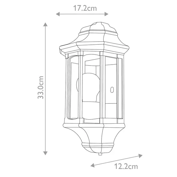 Външен аплик Newbury 1xE27 Half Lantern Black Garden Zone GZH-NB7 | Osvetlenieto.bg