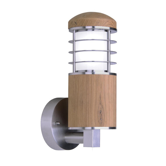 Външен аплик Poole 1xE27 Teak and Stainless Steel Garden Zone | Osvetlenieto.bg