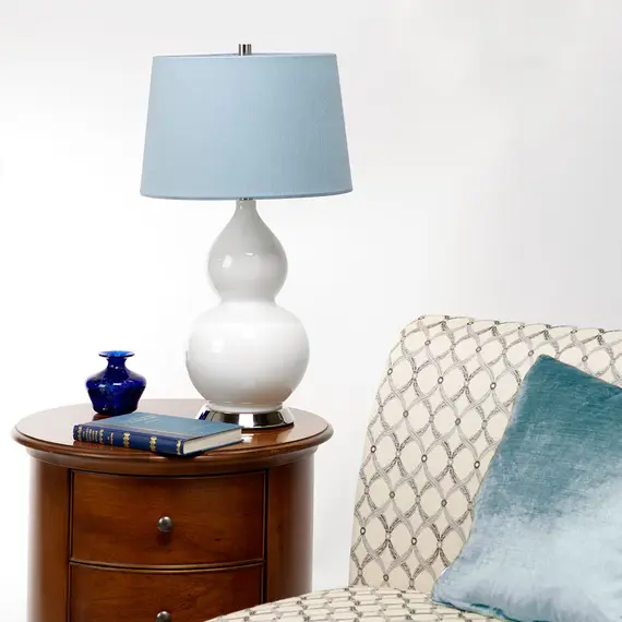 Настолна лампа Isla 1xE27 Table Light Polished Nickel White Blue Elstead Lighting ISLA-PN-TL-BLUE | Osvetlenieto.bg