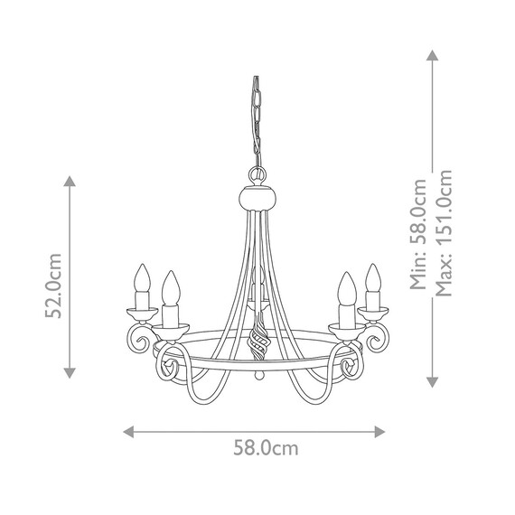 Полилей Harlech 5xE14 Black Black Elstead Lighting HR5-BLACK | Osvetlenieto.bg