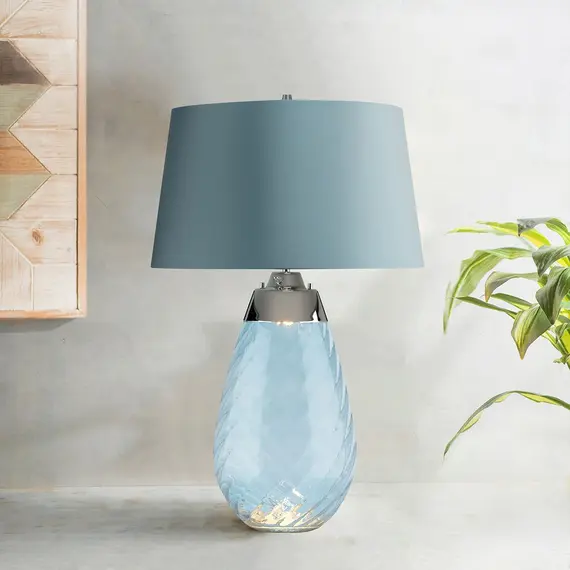 Настолна лампа Lena 2 Light Large Blue-tinted Glass  Duck Egg Blue Shade Elstead Lighting LENA-TL-L-BLUE | Osvetlenieto.bg
