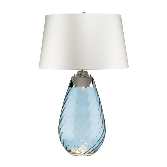 Настолна лампа Lena 2 Light Large Blue-tinted Glass  Off-White Shade Elstead Lighting LENA-TL-L-BLUE-OWSS | Osvetlenieto.bg