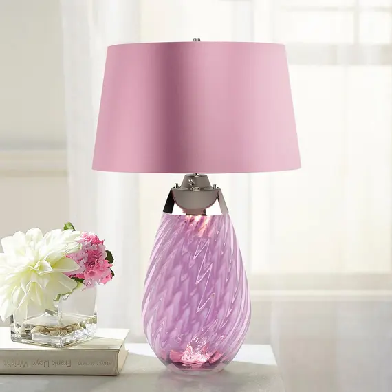 Настолна лампа Lena 2 Light Large Plum-tinted Glass  Heather Shade Elstead Lighting LENA-TL-L-PLUM | Osvetlenieto.bg