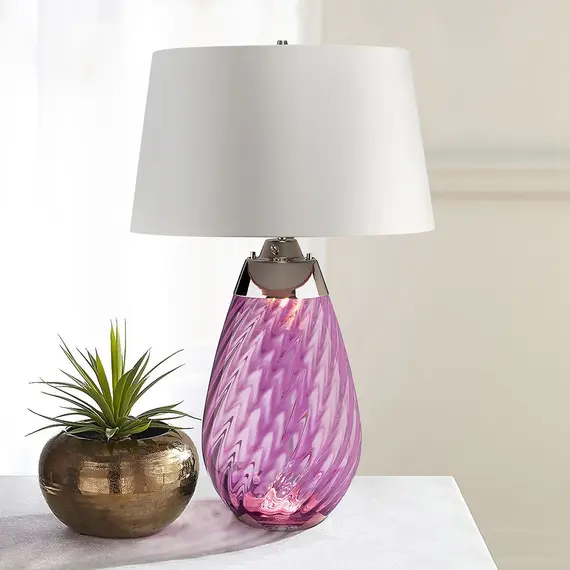 Настолна лампа Lena 2 Light Large Plum-tinted Glass  Off-White Shade Elstead Lighting LENA-TL-L-PLUM-OWSS | Osvetlenieto.bg