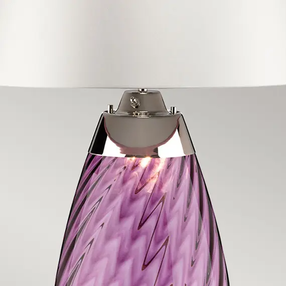 Настолна лампа Lena 2 Light Large Plum-tinted Glass  Off-White Shade Elstead Lighting LENA-TL-L-PLUM-OWSS | Osvetlenieto.bg