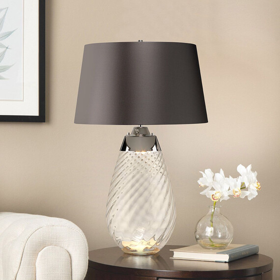Настолна лампа Lena 2 Light Large Smoke-tinted Glass  Slate Shade Elstead Lighting LENA-TL-L-SMOKE | Osvetlenieto.bg