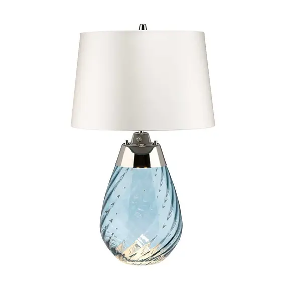 Настолна лампа Lena 2 Light Small Blue-tinted Glass  Off-White Shade Elstead Lighting LENA-TL-S-BLUE-OWSS | Osvetlenieto.bg