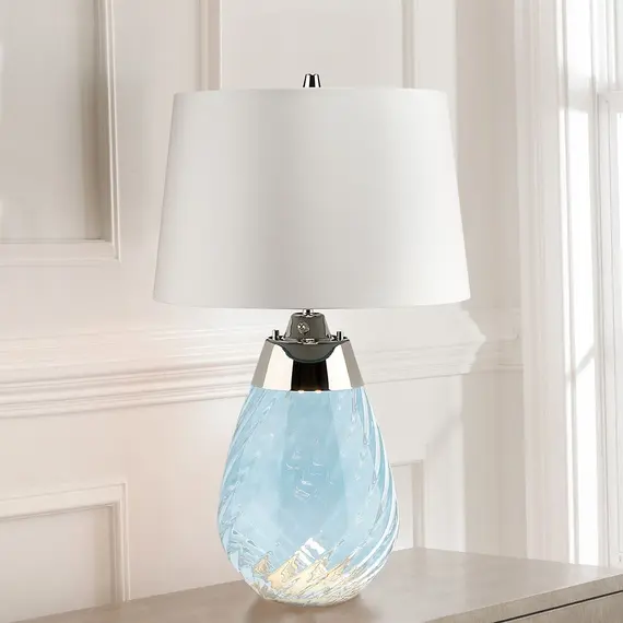 Настолна лампа Lena 2 Light Small Blue-tinted Glass  Off-White Shade Elstead Lighting LENA-TL-S-BLUE-OWSS | Osvetlenieto.bg