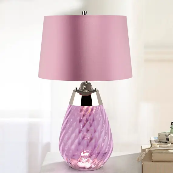 Настолна лампа Lena 2 Light Small Plum-tinted Glass  Heather Shade Elstead Lighting LENA-TL-S-PLUM | Osvetlenieto.bg