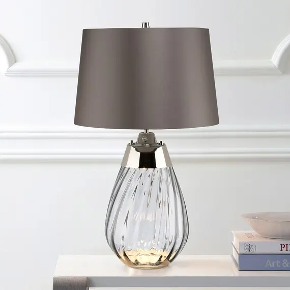 Настолна лампа Lena 2 Light Small Smoke-tinted Glass  Slate Shade Elstead Lighting LENA-TL-S-SMOKE | Osvetlenieto.bg