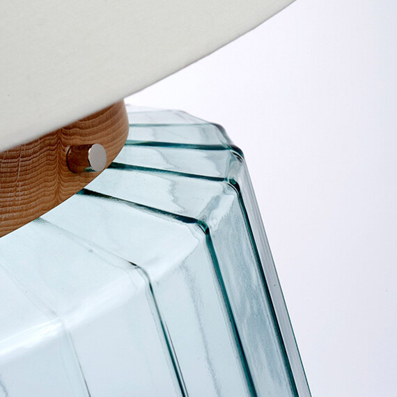 Настолна лампа Luga 1xE27 Metalwork Polished Nickel - Glassware Clear Natural - Wood Light Elstead Lighting LUGA-TL-NATURAL | Osvetlenieto.bg