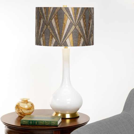 Настолна лампа Milo 1xE27 Aged Brass White Grey Brass Elstead Lighting MILO-AB-TL-VOGPB | Osvetlenieto.bg