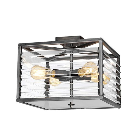 Плафон Louvre 4xE27 Painted Gunmetal Elstead Lighting LOUVRE-4F | Osvetlenieto.bg