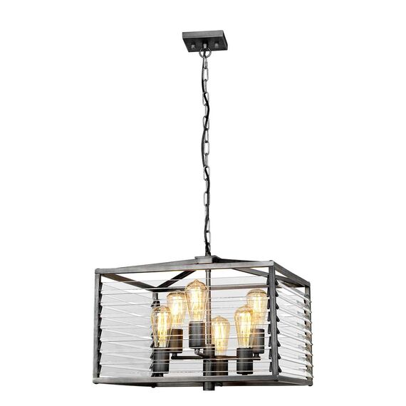 Полилей Louvre 6xE27 Painted Gunmetal Elstead Lighting LOUVRE-6P | Osvetlenieto.bg