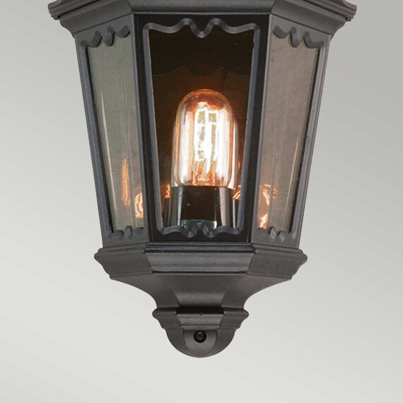Външен аплик Medstead 1xE27 Half Lantern PIR Black Elstead Lighting MD7-PIR-BLACK | Osvetlenieto.bg