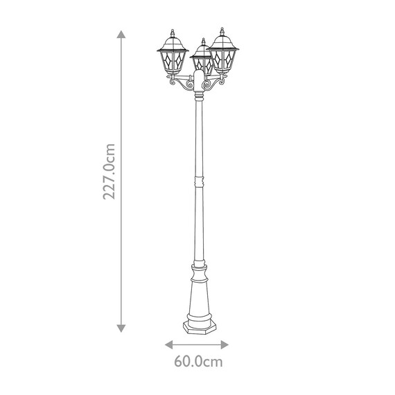 Градински стълб Norfolk 3xE27 Black Elstead Lighting NR8-BLK | Osvetlenieto.bg