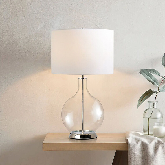 Настолна лампа Orb 1xE27 Polished Nickel White Shade Elstead Lighting ORB-CLEAR-PN-WHT | Osvetlenieto.bg