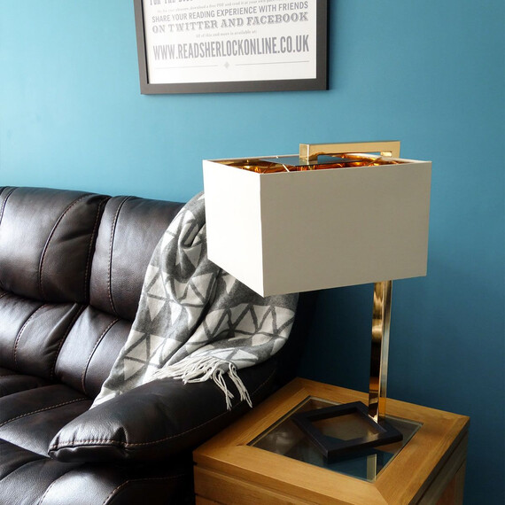 Настолна лампа Plein 1xE27 Dark Brown Polished Gold Elstead Lighting PLEIN-TL | Osvetlenieto.bg