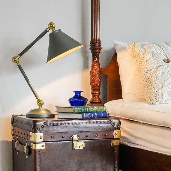 Настолна лампа Provence Element 1xE27 Mini Dark Grey Aged Brass Elstead Lighting PV-ELEMENT-GAB | Osvetlenieto.bg