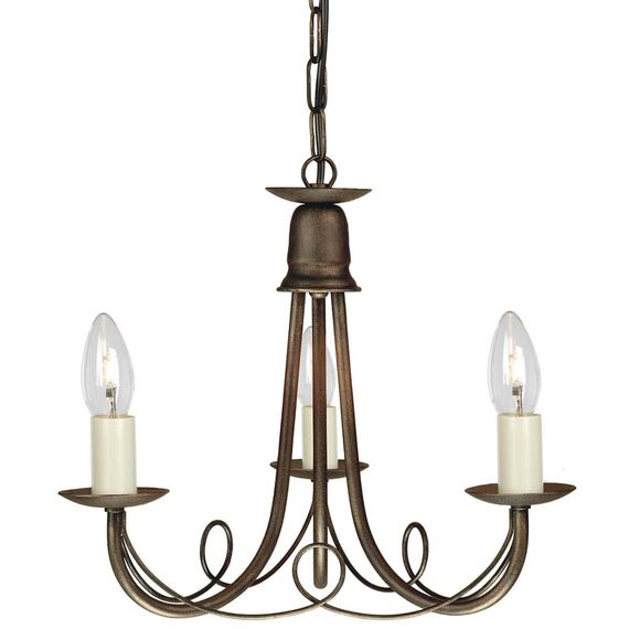 Полилей Minster 3xE14 Black Gold Patina Elstead Lighting MN3-BLK-GOLD | Osvetlenieto.bg