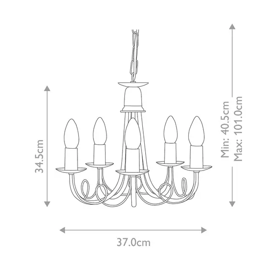 Полилей Minster 5xE14 Ivory Gold Patina Elstead Lighting MN5-IV-GOLD | Osvetlenieto.bg