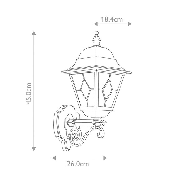 Външен аплик Norfolk 1xE27 Up Black Elstead Lighting NR1-BLK | Osvetlenieto.bg
