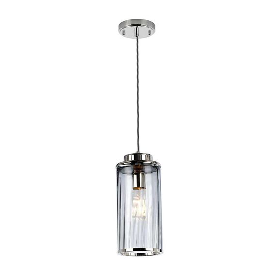 Пендел Reno 1xE27 Polished Nickel Smoke Glass Elstead Lighting RENO-P-SMOKE | Osvetlenieto.bg