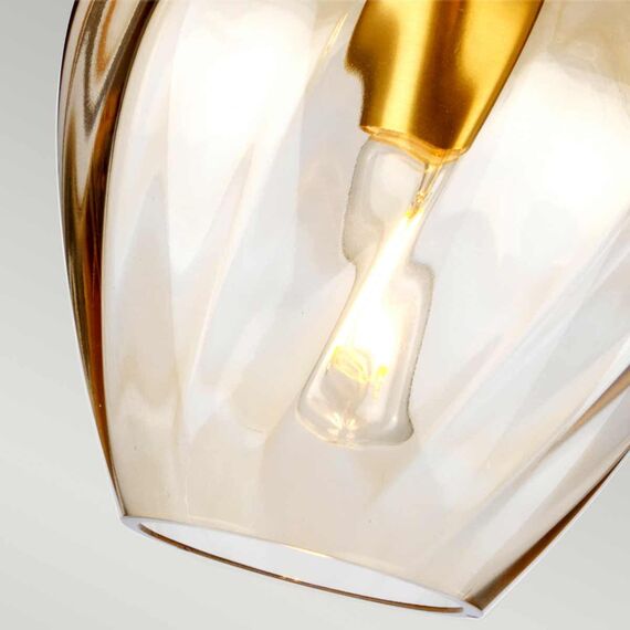 Пендел Tiber 1xE27 Brushed Brass Amber Glass Elstead Lighting TIBER-P-AMBER | Osvetlenieto.bg