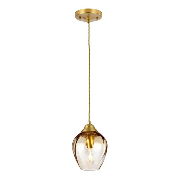 Пендел Tiber 1xE27 Brushed Brass Amber Glass Elstead Lighting TIBER-P-AMBER | Osvetlenieto.bg