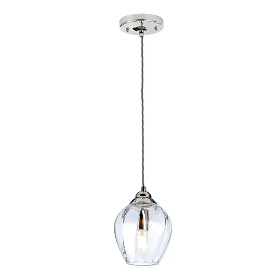 Пендел Tiber 1xE27 Polished Nickel Clear Glass Elstead Lighting TIBER-P-CLEAR | Osvetlenieto.bg