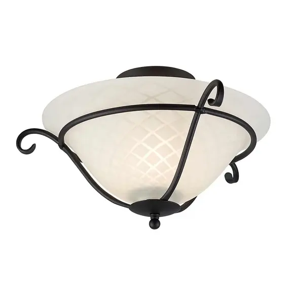 Плафон Torchiere 1xE27 Black Opal Etched Glass Elstead Lighting TCH-F-BLACK | Osvetlenieto.bg