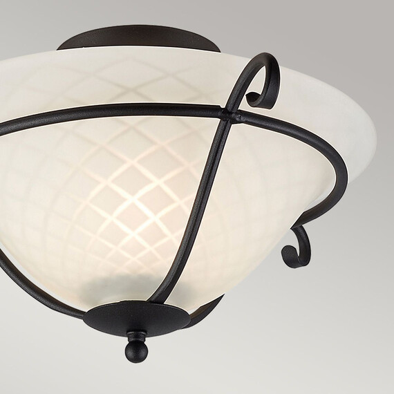 Плафон Torchiere 1xE27 Black Opal Etched Glass Elstead Lighting TCH-F-BLACK | Osvetlenieto.bg