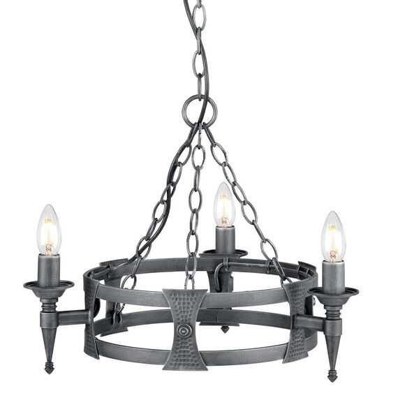 Полилей Saxon 3xE14 Black Silver Patina Elstead Lighting SAX3-BLK-SIL | Osvetlenieto.bg