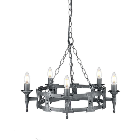 Полилей Saxon 5xE14 Black Silver Patina Elstead Lighting SAX5-BLK-SIL | Osvetlenieto.bg