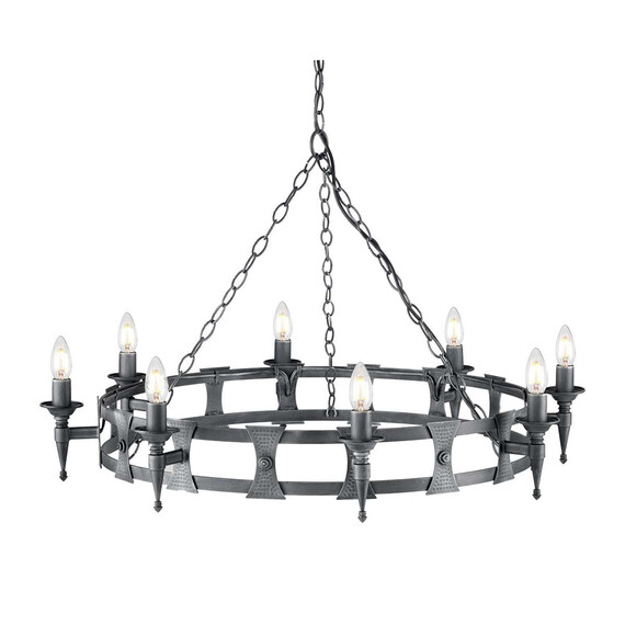 Полилей Saxon 8xE14 Black Silver Patina Elstead Lighting SAX8-BLK-SIL | Osvetlenieto.bg