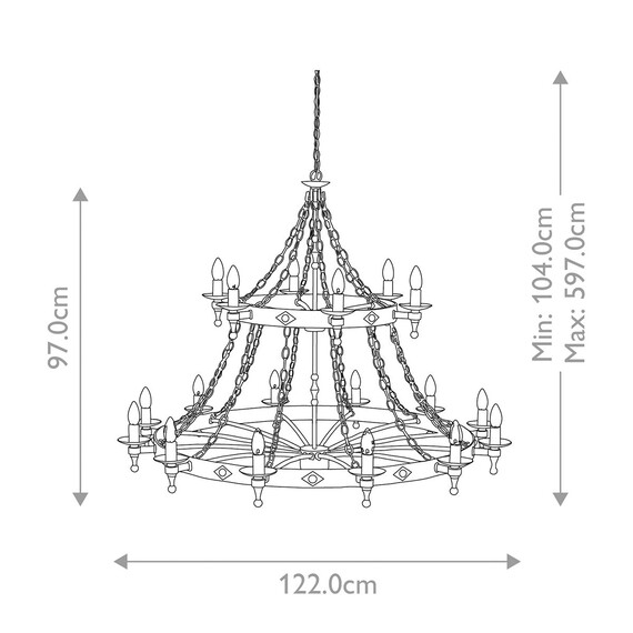 Полилей Warwick 18xE14 Graphite Black Elstead Lighting WR18-GRAPHITE | Osvetlenieto.bg