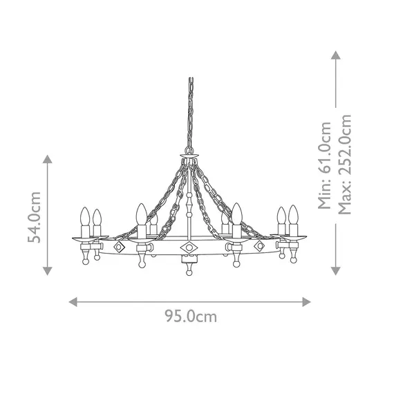 Полилей Warwick 8xE14 Graphite Black Elstead Lighting WR8-GRAPHITE | Osvetlenieto.bg