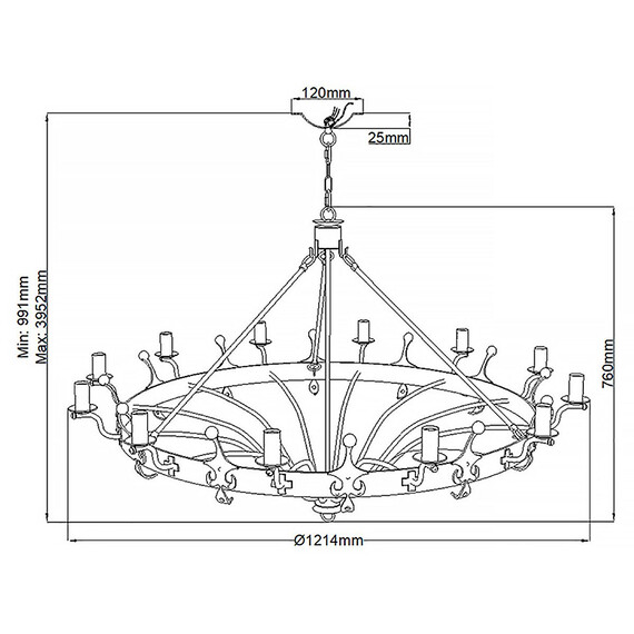 Полилей Windsor 12xE14 Graphite Elstead Lighting WINDSOR12-GR | Osvetlenieto.bg