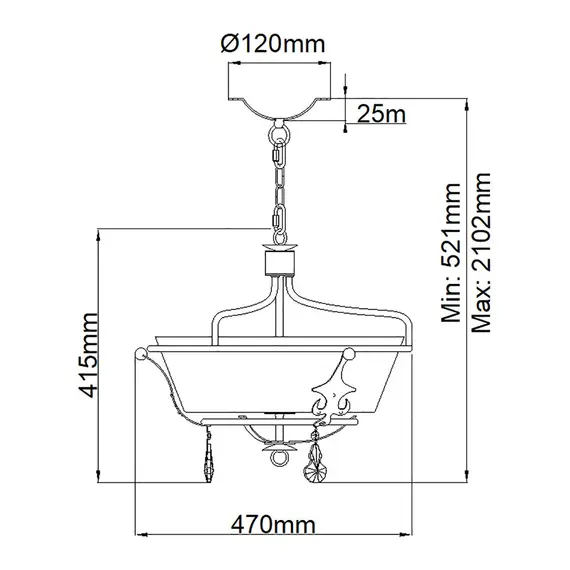Полилей Windsor 3xE27 Gold Patina Elstead Lighting WINDSOR-SF-GOLD | Osvetlenieto.bg