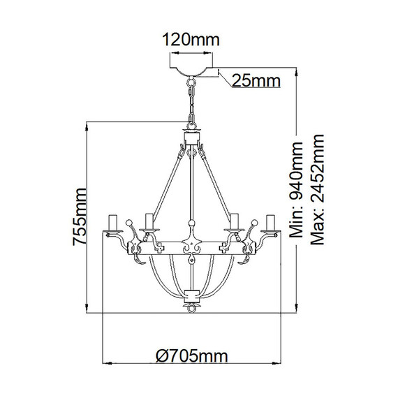 Полилей Windsor 6xE14 Graphite Elstead Lighting WINDSOR6-GR | Osvetlenieto.bg