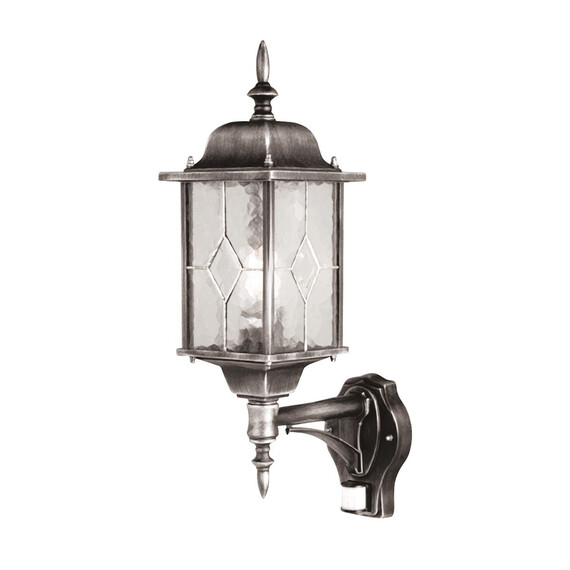 Външен аплик Wexford 1xE27 Up PIR Black Silver Elstead Lighting WX1-PIR | Osvetlenieto.bg