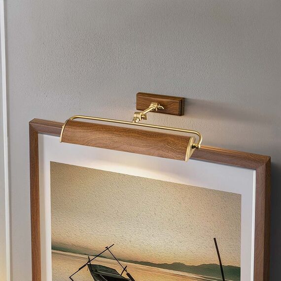 Аплик за картина Winchfield 2xE14 Medium Aged Brass & Oak Effect Elstead Lighting WINCHFIELD-PLM-AB-OAK | Osvetlenieto.bg