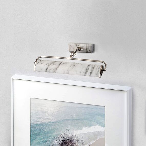 Аплик за картина Winchfield 2xE14 Medium Polished Nickel & White Marble Effect Elstead Lighting WINCHFIELD-PLM-PN-WM | Osvetlenieto.bg