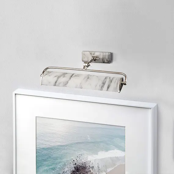 Аплик за картина Winchfield 2xE14 Medium Polished Nickel & White Marble Effect Elstead Lighting WINCHFIELD-PLM-PN-WM | Osvetlenieto.bg