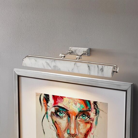 Аплик за картина Winchfield 4xE14 Large Polished Nickel & White Marble Effect Elstead Lighting WINCHFIELD-PLL-PN-WM | Osvetlenieto.bg