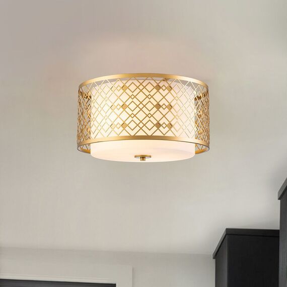 Плафон Ziggy 2xE27 Medium Lacquered Gold Elstead Lighting ZIGGY-F-M-LG | Osvetlenieto.bg