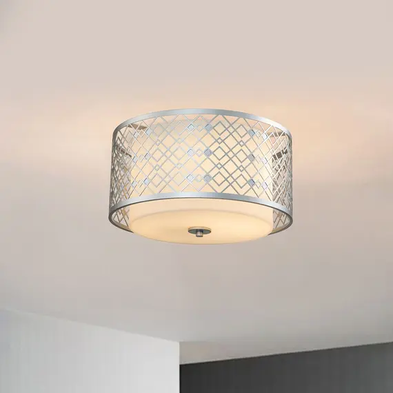 Плафон Ziggy 2xE27 Medium Lacquered Silver Elstead Lighting ZIGGY-F-M-LS | Osvetlenieto.bg